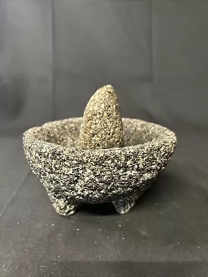 True Vintage Mexican Hand Made Volcanic Lava Stone Molcajete Mortar & Pestle • $35