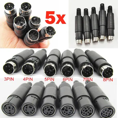 5PCS Mini DIN Plug Jack Connector With Black ABS Plastic Handle 3pin To 8pin • $9.89