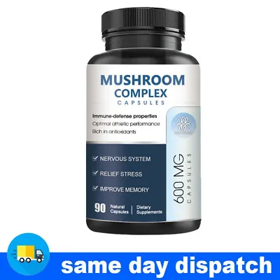 Mushroom Complex Supplement 1500MG +10 Mushrooms Lions Mane Reishi 90 Pills • $13.58