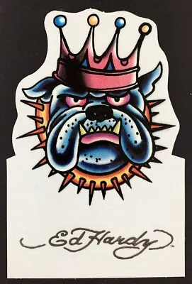 Crowned Bulldog Head STICKER W/ Logo Decal Ed Hardy Kiss Cut Out Of Print! • $7.49