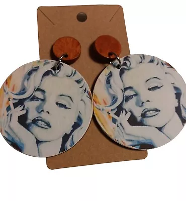 Marilyn Monroe Portrait Earrings Boho Souvenir Artisan Wooden Earrings • $9