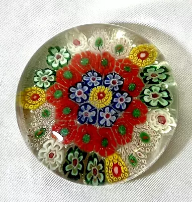 Vintage Murano Millefiori Art Glass Paperweight 1.25  High X 3  Wide • $19.95