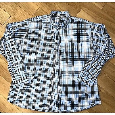 Burberry Men Long Sleeve Blue Shirt Vintage Nova Check Size XL • $120