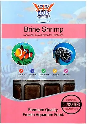 FROZEN BRINE SHRIMP FISH FOOD 1 X 100gm PREMIUM QUALITY AQUARIUM FOOD. 35 CUBES • £4.99