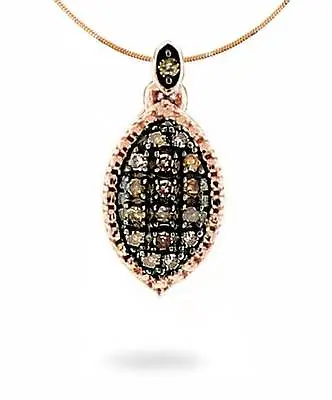 10K Rose Gold Chocolate Brown Diamond Pendant Marquise Cluster .22ct • $135.38