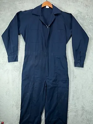 Mens 40R Coveralls Boilersuit Jumpsuit Uniform Blue Long Sleeve 2 Way Zip Up • $21.15