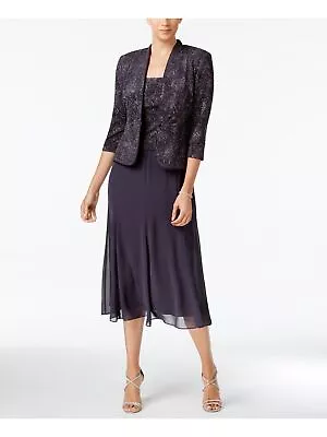 ALEX EVENINGS Womens Gray Single Button Jacket Midi Dress 8 • $19.99