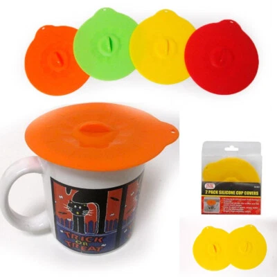 $8.99 • Buy 2 Pc Silicone Leakproof Cup Cover Coffee Tea Sealing Mug Wrapping Lid Tool Gift
