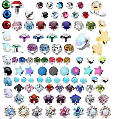 £3.44 • Buy Dermal Anchor Top - Micro DERMAL Head Skin Surface Piercing Flat Gem Star 1.6mm
