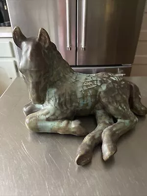 Danish Horse Michael Andersen & Sons Denmark Lying Foal Signed Pottery • $185