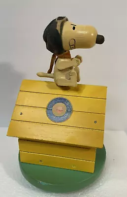 Snoopy Red Baron Wooden Music Box Musical Doghouse 1968 Vintage Doll Rare • $89.99