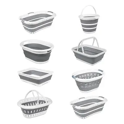 Collapsible Laundry Basket Plastic Washing Up Bowl • £8.99