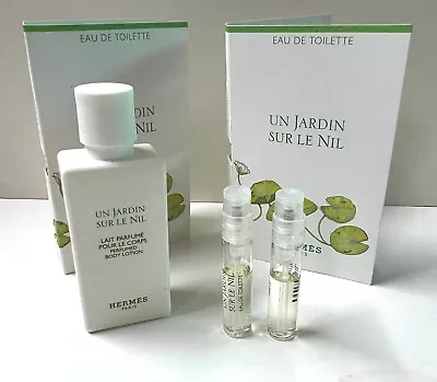 Lot Of 2 X  UN JARDIN SUR  LE NIL Hermes  EDT  0.06oz + 1 X Body Lotion 40 Ml • $39.99