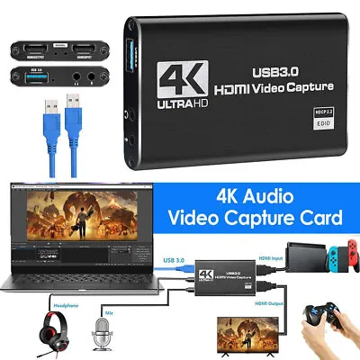 USB 3.0 HDMI Video Capture Card 4K HD Audio Video Capture Device With Type C • £14.05