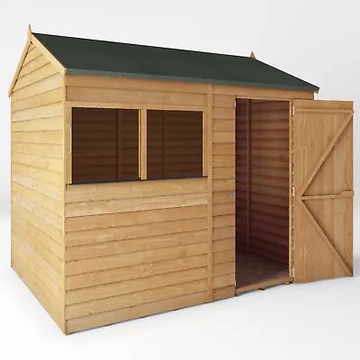 8x6 WOODEN GARDEN SHEDS 8ft X 6ft REVERSE APEX WOOD SHED SINGLE DOOR WINDOW NEW • £399.94