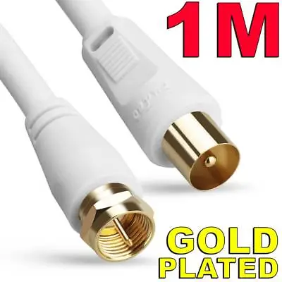 $5.95 • Buy 1M GOLD TV Antenna Cable PAL Male To F-Type Flylead Aerial Cord Coax Long Lead