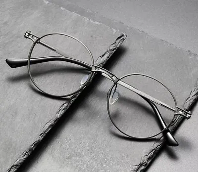 Gunmetal Panto Glasses Vintage Style P3 Titanium Retro Gunmetal Glasses Frames • $124