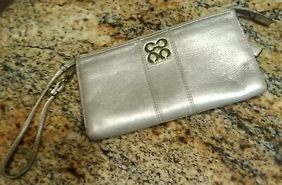 GENUINE COACH HOLIDAY POPPY SILVER GOLD LMTD LEATHER Wristlet GUC Sm RETIRED • $39.60