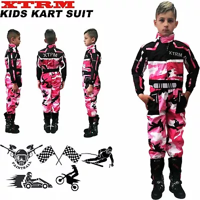 XTRM Kids Kart Suit Motocross Off Road Quad Race Child Overalls Camo Pink Suit • £25.99