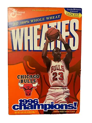 MICHAEL AIR JORDAN WHEATIES BOX 62 1996 CEREAL NBA CHAMPIONS CHICAGO BULLS Open • $10