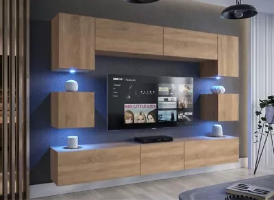 Living Room Furniture Set Tv Unit Modern Entertainment Cabinet Cupboards Sonoma • £479
