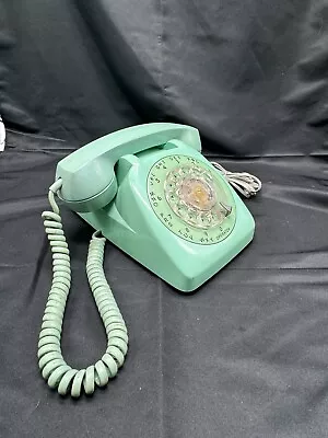 Vintage MCM Automatic Electric Teal Blue Green Rotary Dial Desk Telephone Phone • $110