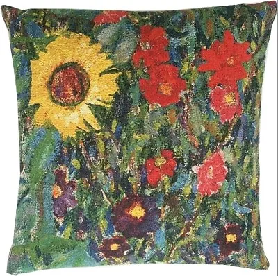Belgian Tapestry Klimt Country Garden B 18  Cushion Pillow Cover Zip Velvet Back • £39.85