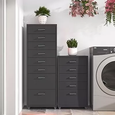 £49.95 • Buy Black Filing Cabinet Metal Cabinet Mobile Office Drawers File Cabinet Cupboard