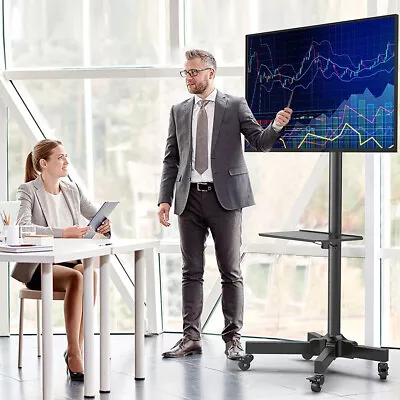 Heavy Duty Mobile TV Cart Floor Stand Movable Monitor Holder For 32- 70  LCD LED • £57.94