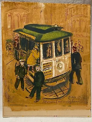 Marion Cunningham Serigraph Silk Screen San Francisco Cable Car POWELL MARKET • $180