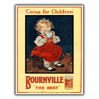 CADBURY'S BOURNVILLE Cocoa CHOCOLATE SIGN METAL WALL PLAQUE Advert Kitchen • £4.45