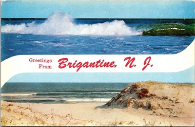 $3 • Buy Greetings Brigantine New Jersey Nj Dual View Parco Vintage Unposted Postcard