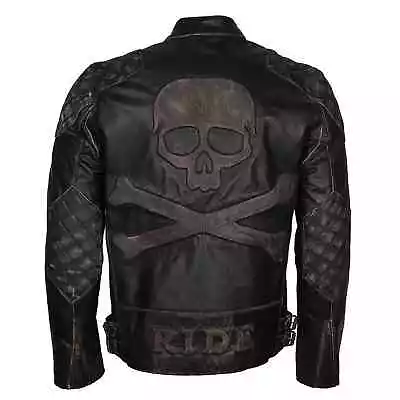 Distressed Brown Leather Cafe Racer Jacket | Handmade Streetwear For Motorcycle • $99.99