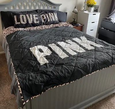 PINK By Victoria’s Secret Leopard Reversible Twin Comforter & Body Pillow Set • $220