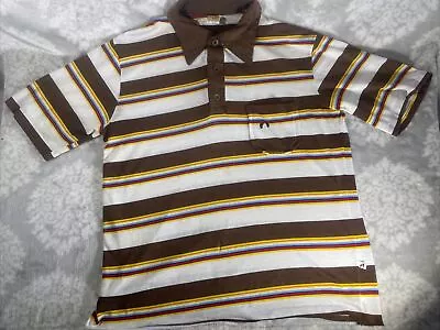 70s Vintage Hang Ten Striped Collared M Surfer Mod T-Shirt (A5) • $36