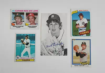 Mark  The Bird  Fidrych: Signed B/W Photo And 4 Of His Cards Detroit Tigers • $35