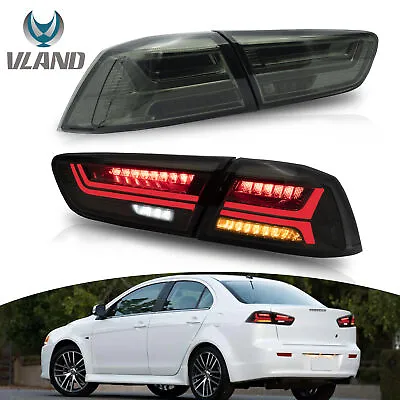 VLAND Smoked LED Tail Lights For 2008-20 Mitsubishi Lancer Sequential Indicator • $329.99
