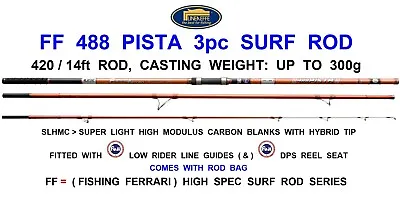 £237.99 • Buy HIGH SPEC LINEAEFFE FF FISHING FERRARI PISTA 3pc SLHMC CARBON BEACHCASTER ROD