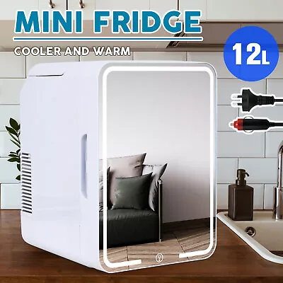 8/12L Mini Beauty Fridge Portable Cosmetics Refrigerator LED Makeup Mirror Cool • $69.95