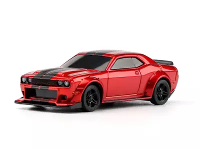 RC 1/76 Micro Car DODGE CHALLENGER SRT Hellcat W/ LED Lights -RED- • $79.99