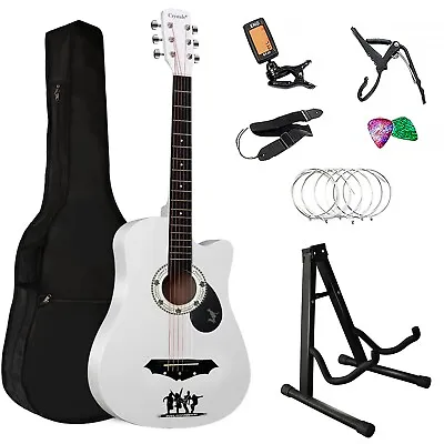 4/4 Size 38  Classic 6 String Acoustic Guitar Pack With Accessories + Stand • £37.45