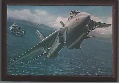 Framed 4  X 6  Painting Of An F-14 Tomcat Leaving A Carrier.  Hang Or Display. • $14.95