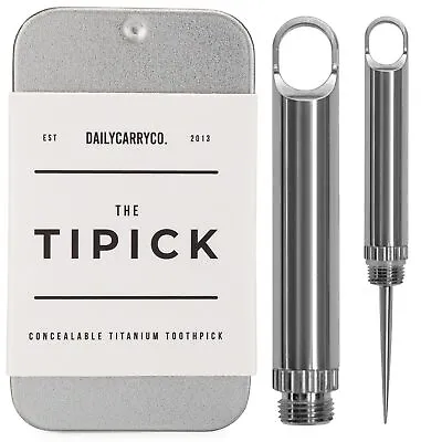 DAILYCARRYCO. TiPick Titanium Toothpick Keychain Holder - Portable Metal Trav... • $35.99