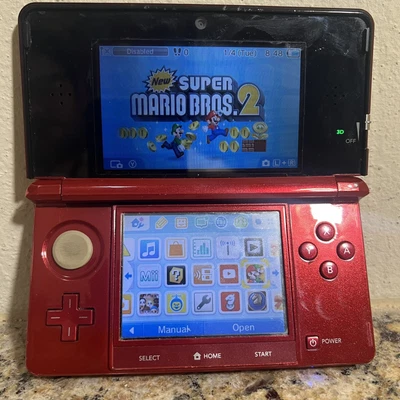$144.99 • Buy Nintendo 3DS System CTR-001 US Red Console W/  Super Mario 2 Pokémon X Frozen