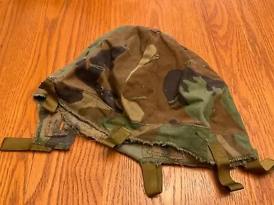 ✅ Used Woodland M-1 Helmet Cover Steel Pot BDU Camo Pattern Military Issue 1980s • £9.50