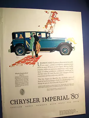 1926 Chrysler Imperial 80 Large-mag Car Ad -Frank Quail Illus.- Damaged • $8.50