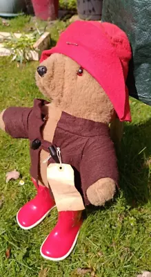 VINTAGE PADDINGTON BEAR PLUSH TEDDY TOY 19 . GABOR RED WELLINGTON BOOT. 1970s • £16