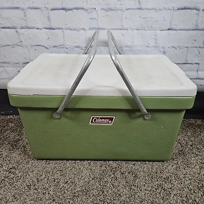 Vintage 1970s Coleman Green Cooler With Folding Aluminum Handles And Drain Spout • $28.25