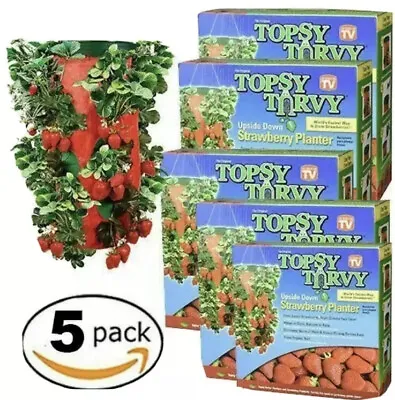 Topsy Turvy STRAWBERRY HANGING PLANTER Upside Down Swivel Top - Pack Of 5 DEAL!! • $49.99