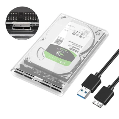 $9.99 • Buy External HDD SSD Disk TRANSPARENT USB 3.0 To SATA 2.5  Hard Drive Enclosure Case